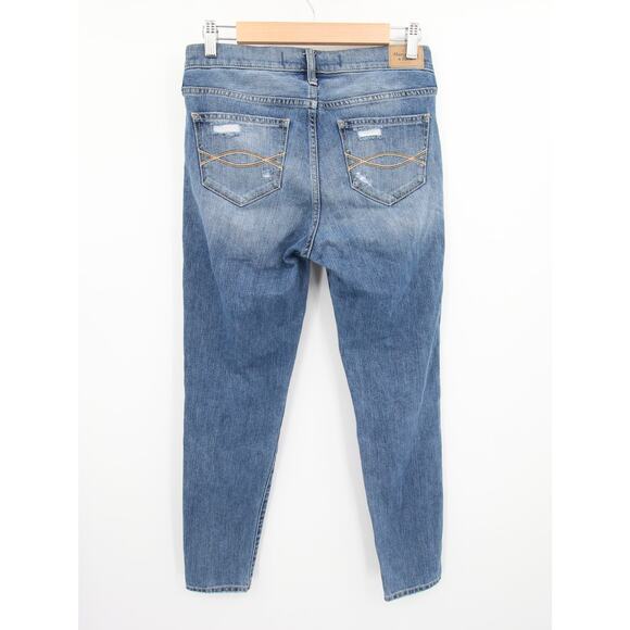 Abercrombie Fitch Jeans Blue Denim Distressed Ripped Boyfriend Mid Rise 0 25 - Picture 11 of 11